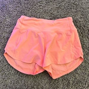 Lululemon Sunny Coral 4inch size 2 Speed ups Mid Rise!